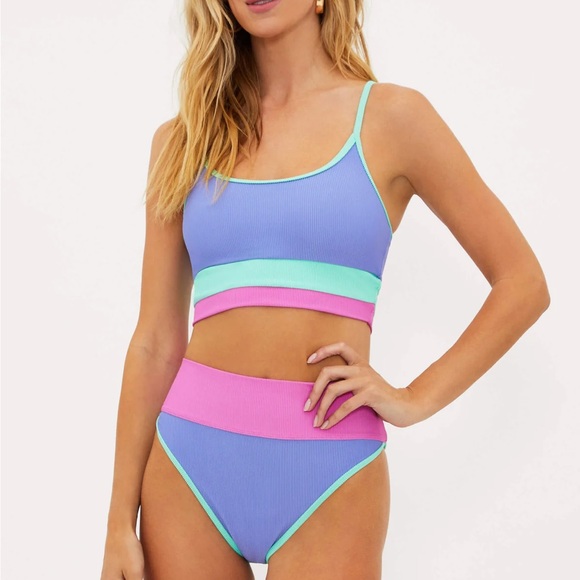 BEACH RIOT EMMY BIKINI BOTTOM HIGH TIDE COLOR BLOCK - Picture 2 of 4